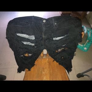 Black distressed ripped shorts